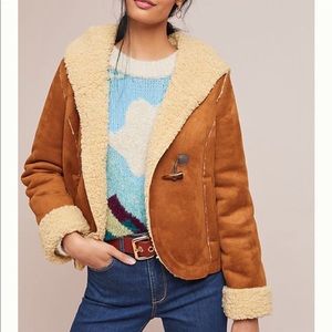Anthropologie Andes Sherpa Vegan Suede Jacket